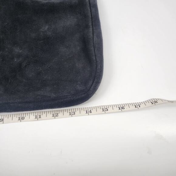 John Boy Bags Shoulder Bag Black Suede Leather Cross Stitch Boho Country Luxe - Picture 4 of 5